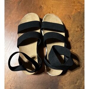 Time‎ and Tru Black Espadrille Platform Sandals Women's Size 7